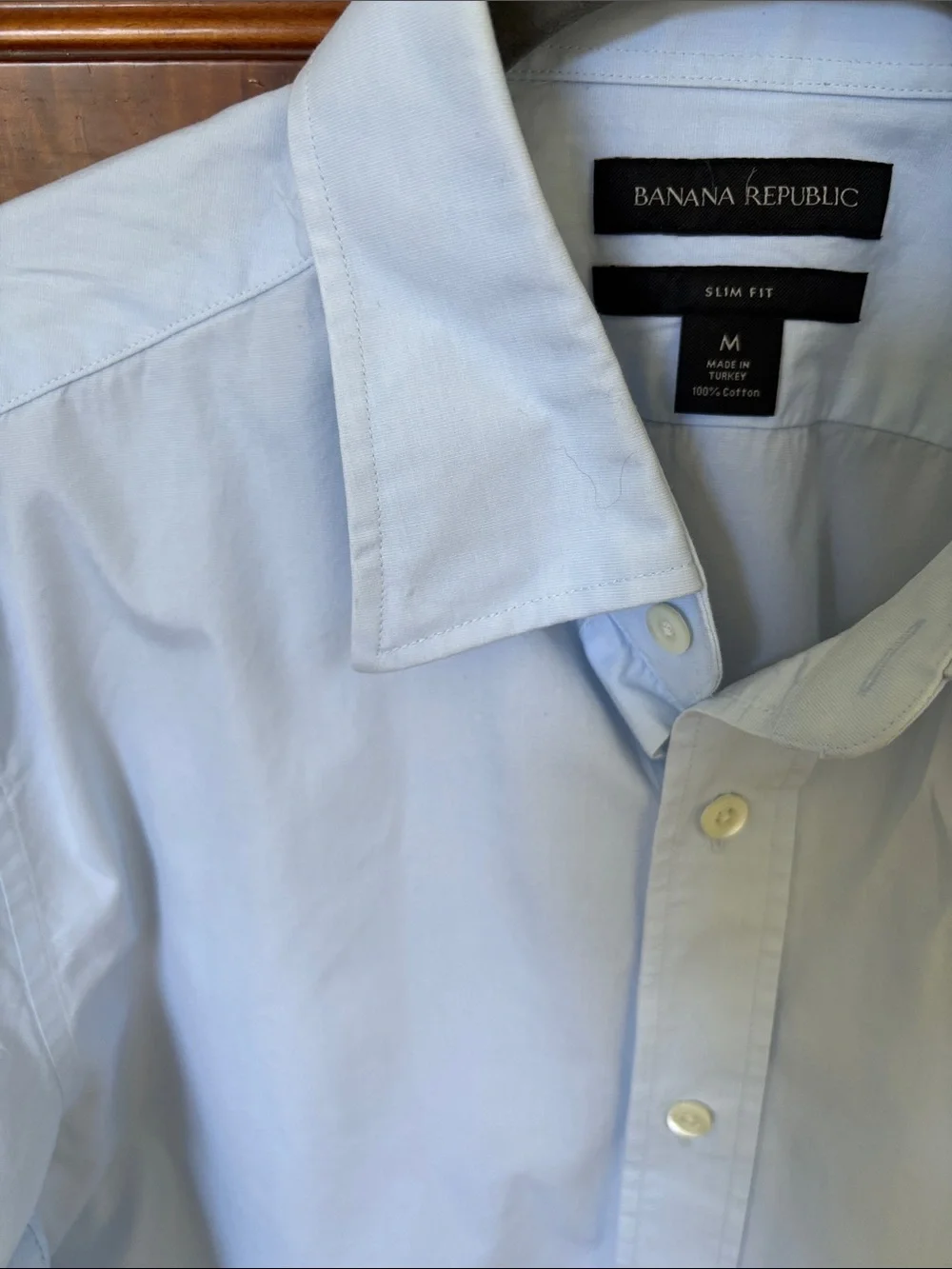 Banana Republic Slim Fit Cotton Poplin Button Front Shirt SZ M Country Blue
